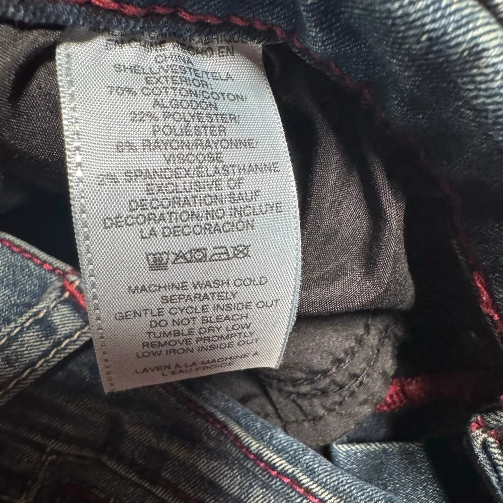 Men's True Religion Ricky Straight Jeans Waist 30 Blue with Red Stitching #90